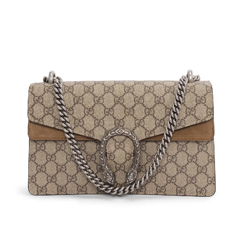 Gucci handbags for women with a patent - leather finishGucci Beige GG Supreme Small Dionysus Bag