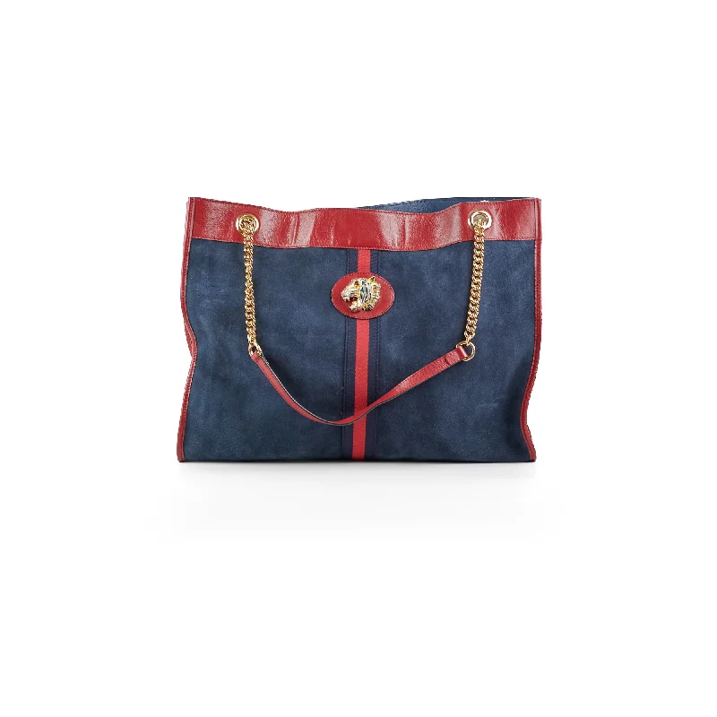 Gucci backpacks for women with a multi - pocket designGucci Rajah Suede Navy Shoulder Tote