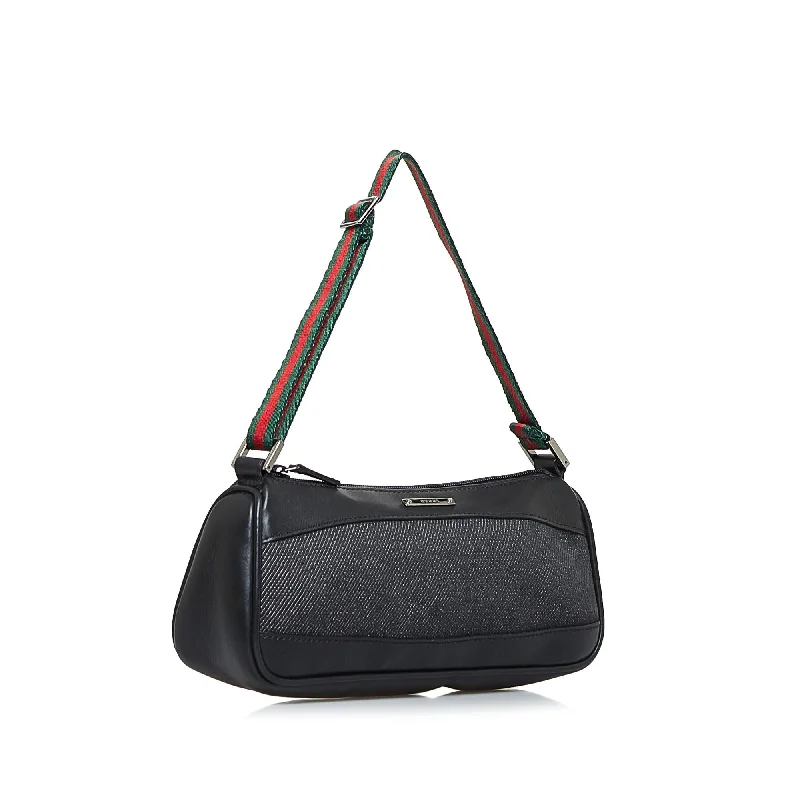 Women Gucci Sylvie bags with a crystal - embellished web stripeGucci Web Baguette (SHG-g3PZsk)