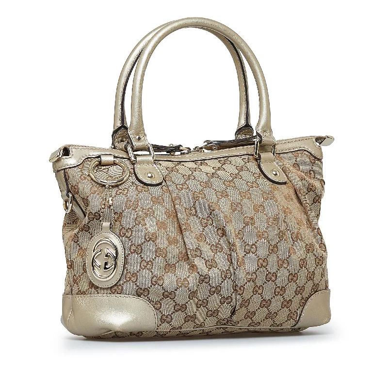 Women Gucci Sylvie bags with a leather - wrapped handleGucci GG Canvas Sukey Satchel (SHG-Qp9hPO)