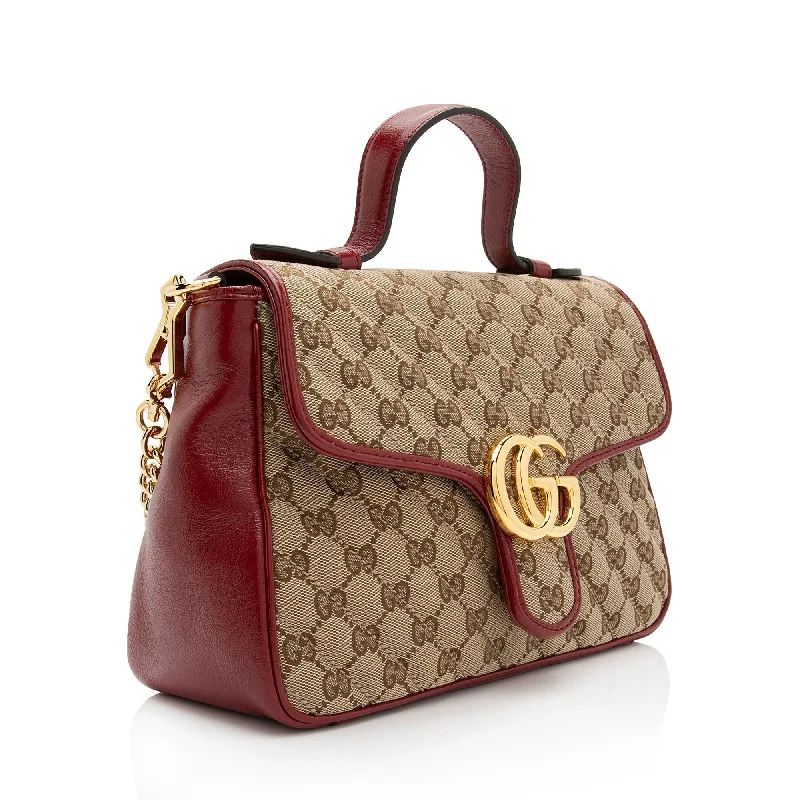 Gucci Marmont bags for women with a snakeskin - effect panelGucci GG Canvas Marmont Small Top Handle Bag (SHF-WYqDum)