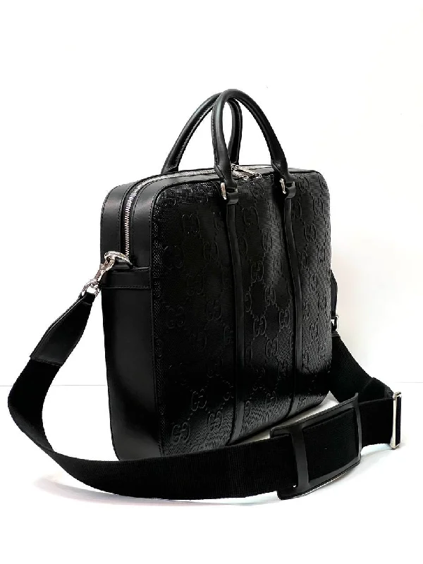 Small - sized Women Gucci shoulder bags for evening outingsGucci GG embossed Men's briefcase black