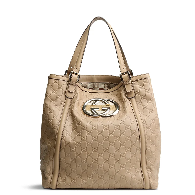 Women Gucci bags with a detachable mobile phone holderGUCCI Britt Large Tote - Beige