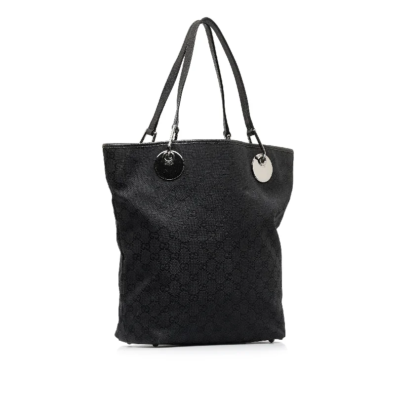 Women Gucci bags with a zippered interior pocketBlack Gucci GG Canvas Eclipse Tote Bag