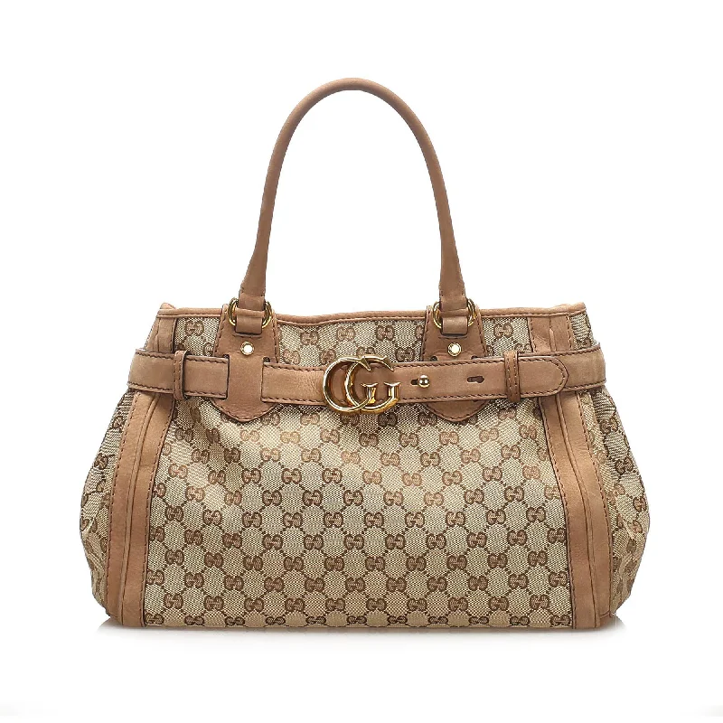 Women Gucci crossbody bags with a keychain holderGucci GG Canvas Running Tote Bag (SHG-11864)