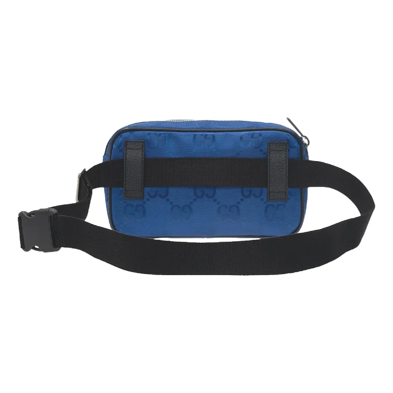 Women Gucci Sylvie bags with a leather - wrapped handleGucci Off The Grid Blue Nylon Leather Trim Belt Bag