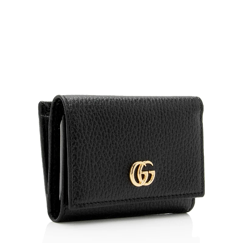 Ladies Gucci shoulder bags with a single - handle designGucci Leather GG Marmont Compact Tri-Fold Wallet (SHF-392KEq)