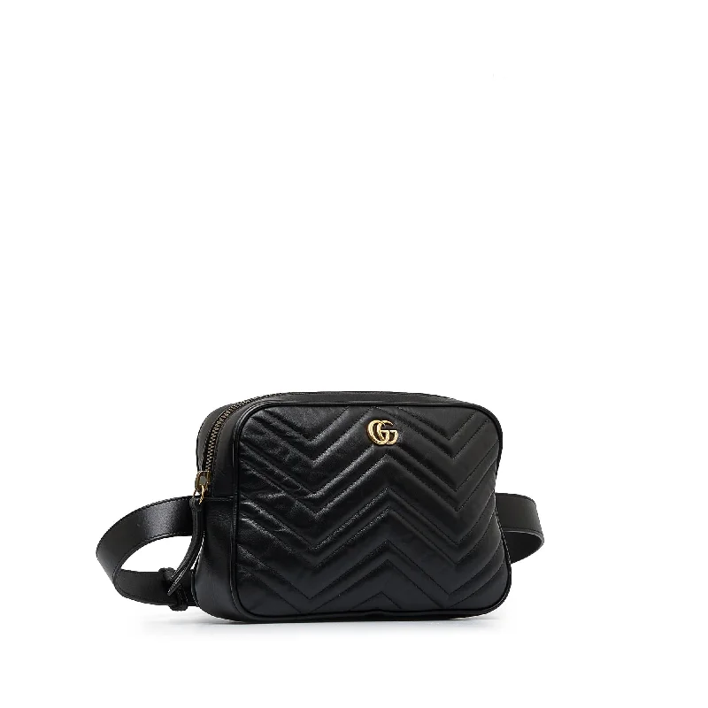 Gucci backpacks for women with a multi - pocket designGucci GG Marmont Matelasse Square Belt Bag (SHG-zhfOJS)