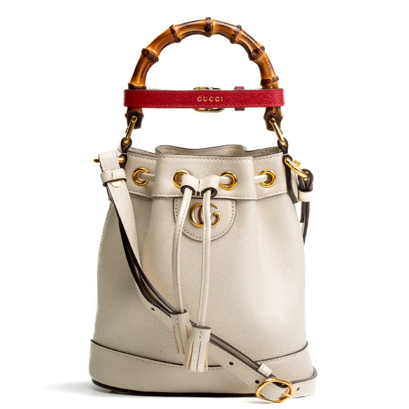 Gucci backpacks for women with a hidden back pocketGUCCI Diana Leather Double G Bamboo Mini Bucket Bag - Ivory