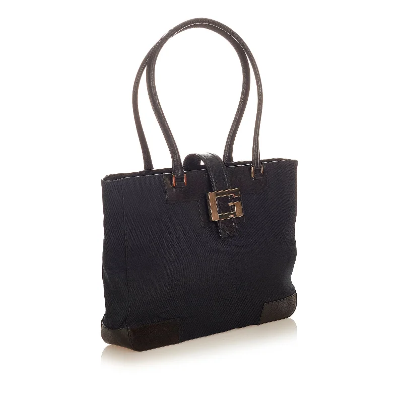 Gucci tote bags for women with a spacious interiorBlack Gucci Canvas Tote Bag