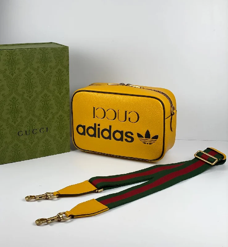 Women Gucci bags with a detachable mobile phone holderGucci x adidas small shoulder bag yellow