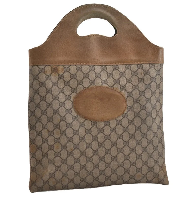 Gucci Marmont bags for women with a snakeskin - effect panelAuthentic GUCCI Vintage Hand Tote Bag GG PVC Leather Brown 7358J