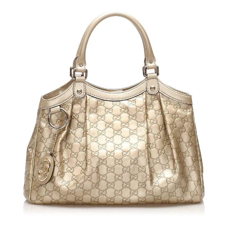 Ladies Gucci Dionysus bags with a detachable shoulder strapGucci Guccissima Sukey Leather Tote Bag (SHG-11408)