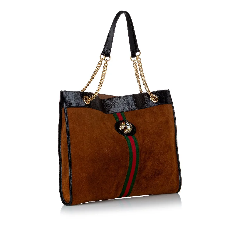 Ladies Gucci shoulder bags with a wide - width strapBrown Gucci Suede Rajah Tote Bag