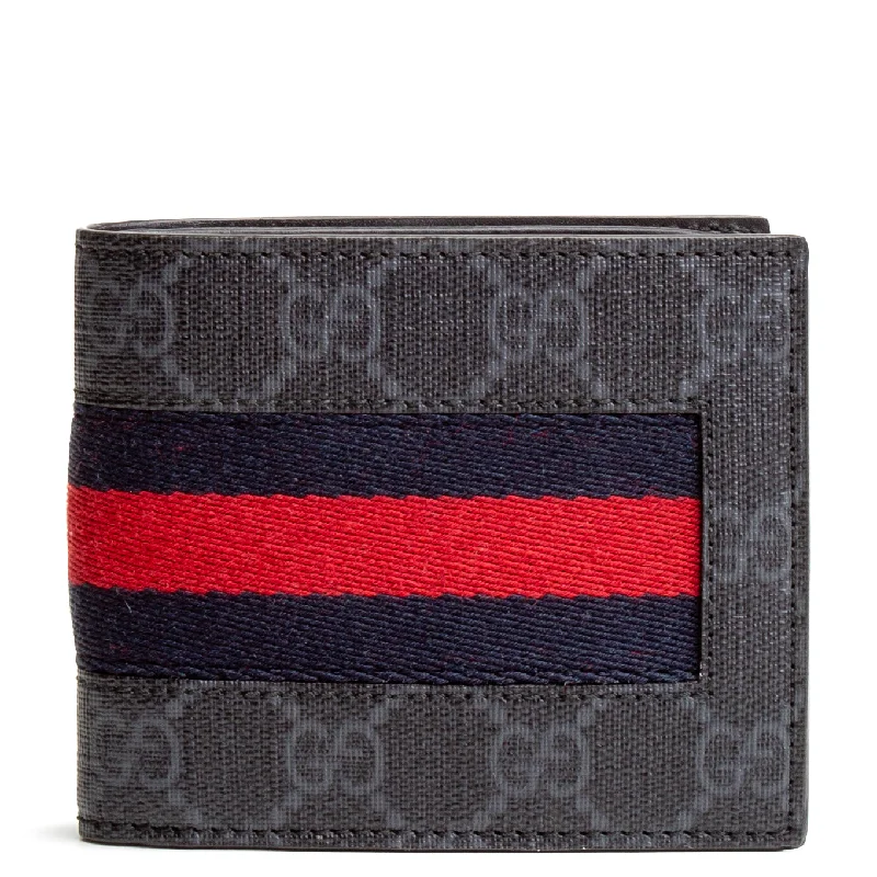 Women Gucci crossbody bags in a bold red colorGUCCI GG Supreme Web BiFold Wallet - Black