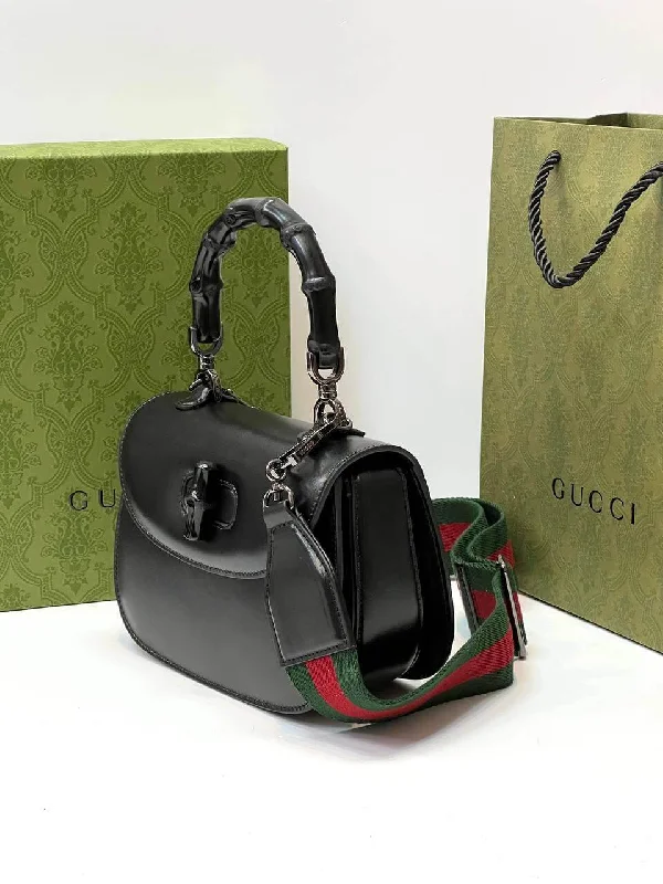 Women Gucci crossbody bags with a printed floral patternGucci Bamboo 1947 mini top handle bag black