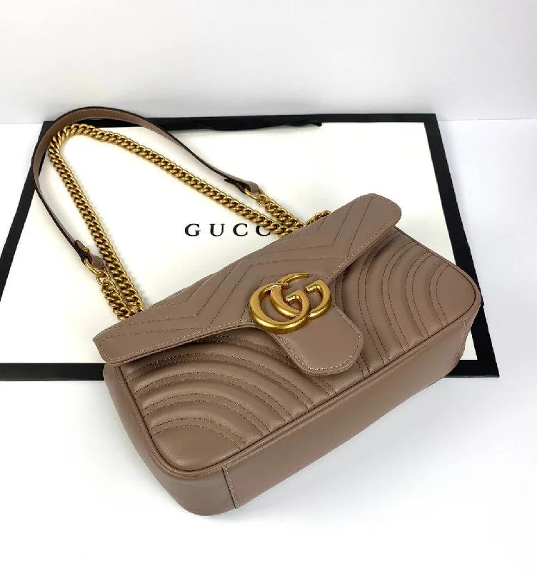 Ladies Gucci shoulder bags with a single - handle designGucci GG Marmont small cross-body bag flesh color