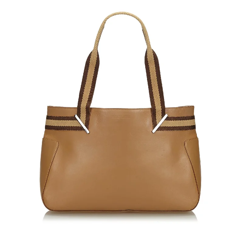 Gucci Marmont bags for women with a contrast - colored interiorGucci Web Leather Tote  (SHG-10428)