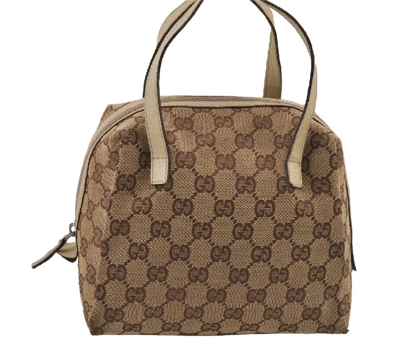 Gucci backpacks for women with a padded laptop compartmentAuthentic GUCCI Vintage Hand Bag Purse GG Canvas Leather 124542 Brown 8463J