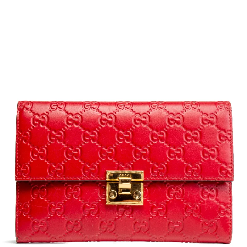 Women Gucci bags with a detachable mirror insideGUCCI Guccissima Padlock Clutch Wallet - Red OUTLET FINAL SALE