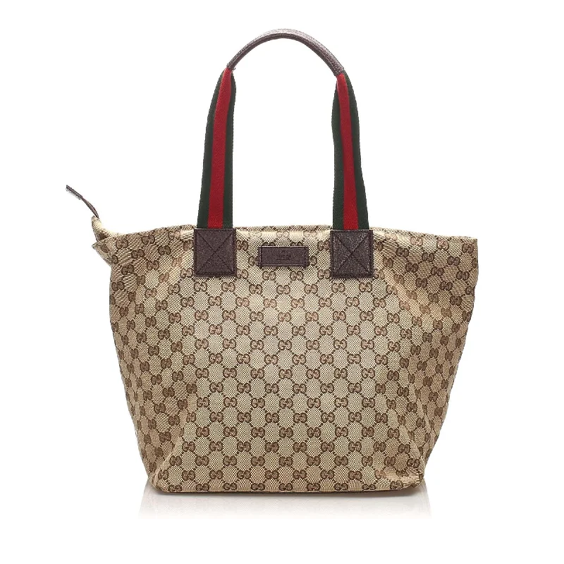 Small - sized Women Gucci shoulder bags for evening outingsGucci GG Canvas Web Tote Bag (SHG-11940)