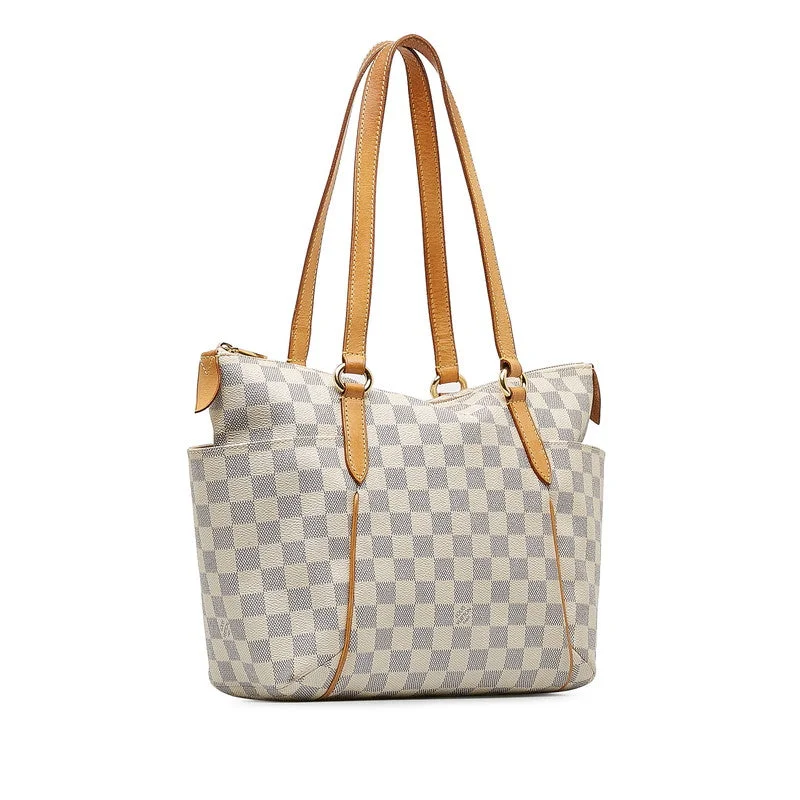 Louis Vuitton Alma bags with a leather - wrapped handle for a luxurious feelLouis Vuitton Damier Azur Totally GM Tote Bag Shoulder Bag N51261 White