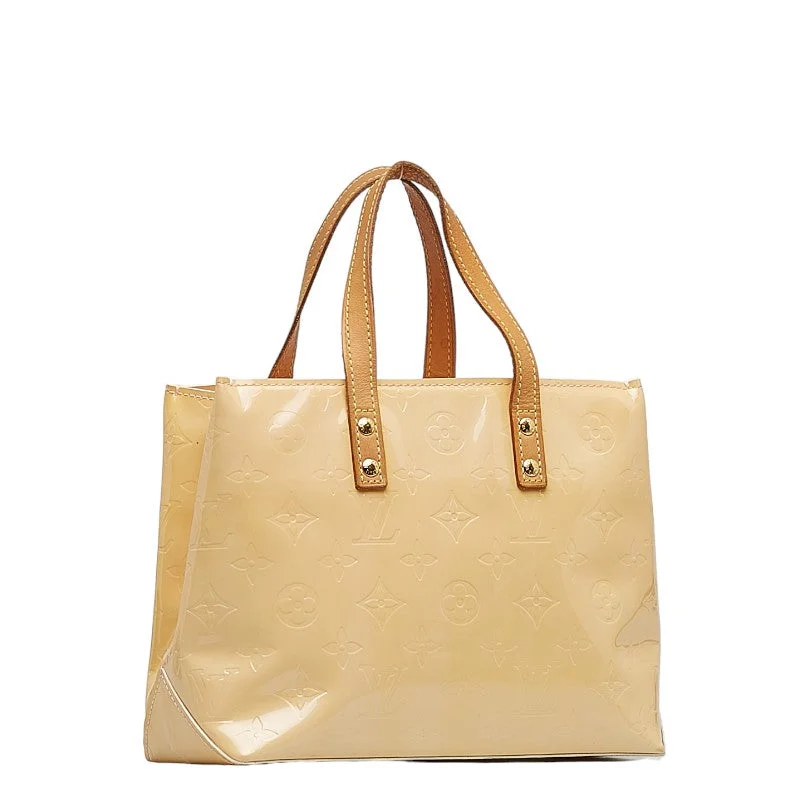 Louis Vuitton bags with a chain - link trim and a leather body for a modern edgeLouis Vuitton Verney Reed PM Handbag M91334 Nozzle Beige Patent Leather  Louis Vuitton