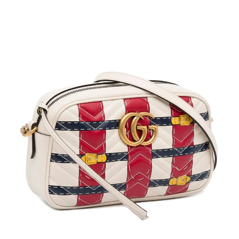 Women Gucci backpacks with a luxurious leather finishGucci Small GG Marmont Matelasse Trompe L'Oeil Crossbody (SHG-5QnTSu)