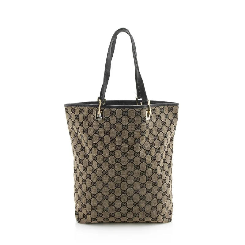 Women Gucci backpacks with a luxurious leather finishGucci GG Canvas Large Bucket Tote (SHF-12078)