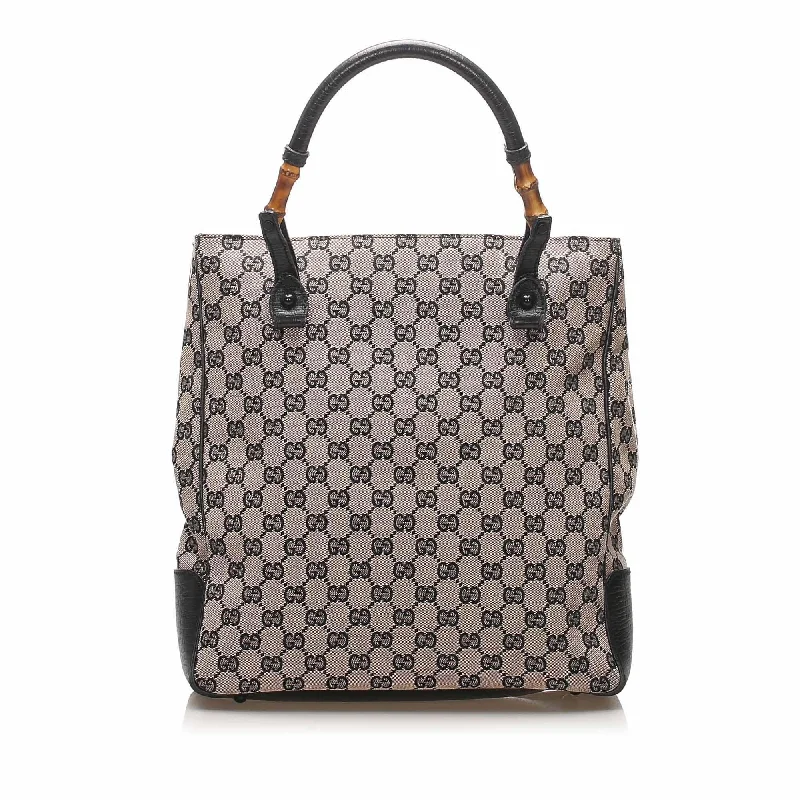 Gucci Marmont bags for women with a snakeskin - effect panelGucci GG Canvas Bamboo Tote Bag (SHG-12438)