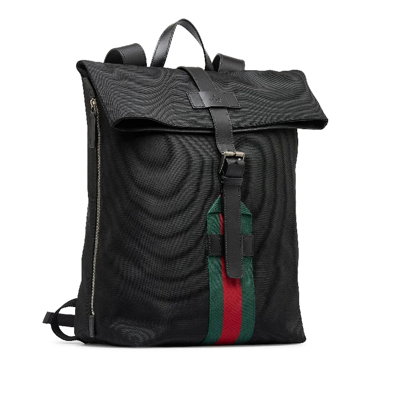 Women Gucci bags with interlocking G hardware for a classic lookGucci Techno Web Fold Over Backpack (SHG-u9fHBg)