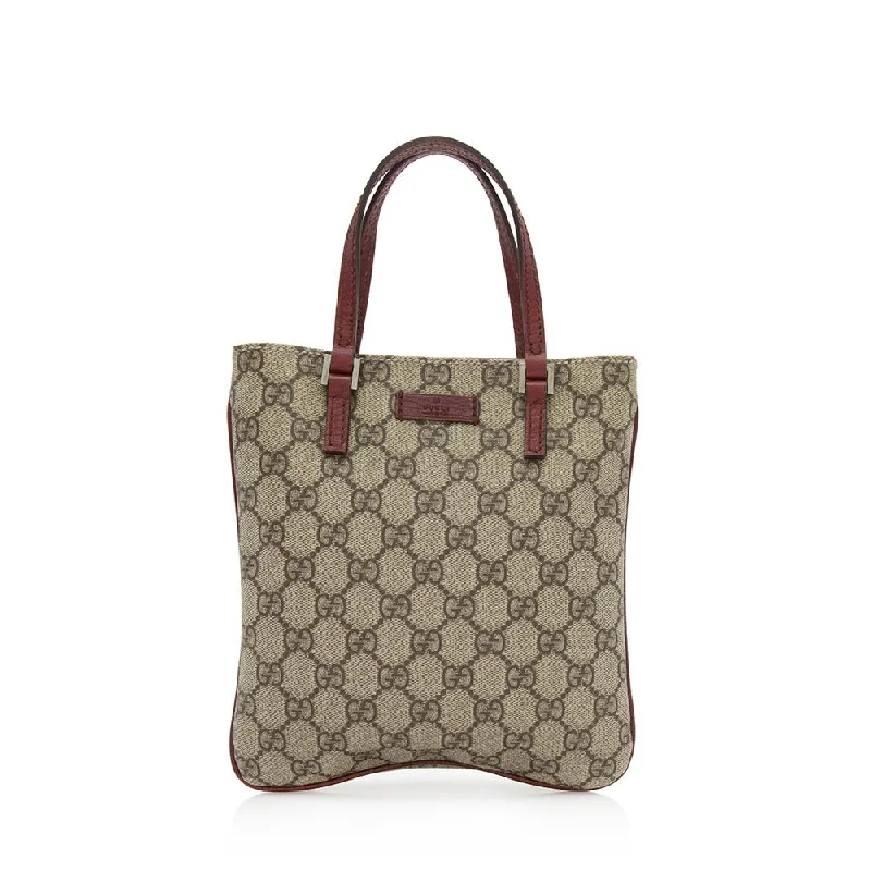 Women Gucci Sylvie bags with a crystal - embellished web stripeGucci GG Supreme Mini Tote (SHF-12322)