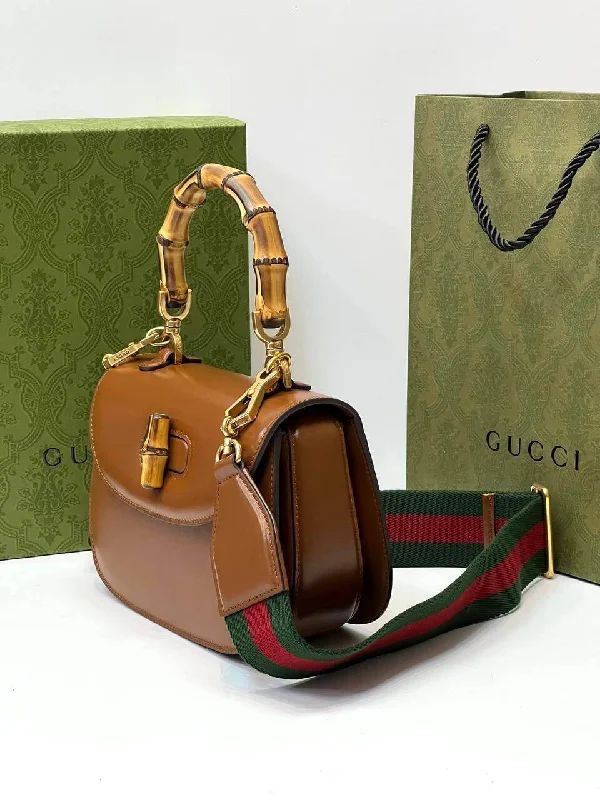 Gucci tote bags for women with a water - resistant coatingGucci Bamboo 1947 mini top handle bag brown