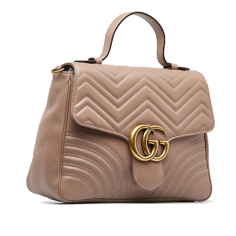 Gucci tote bags for women with a double - handle designGucci GG Marmont Satchel (SHG-Sn4OAl)