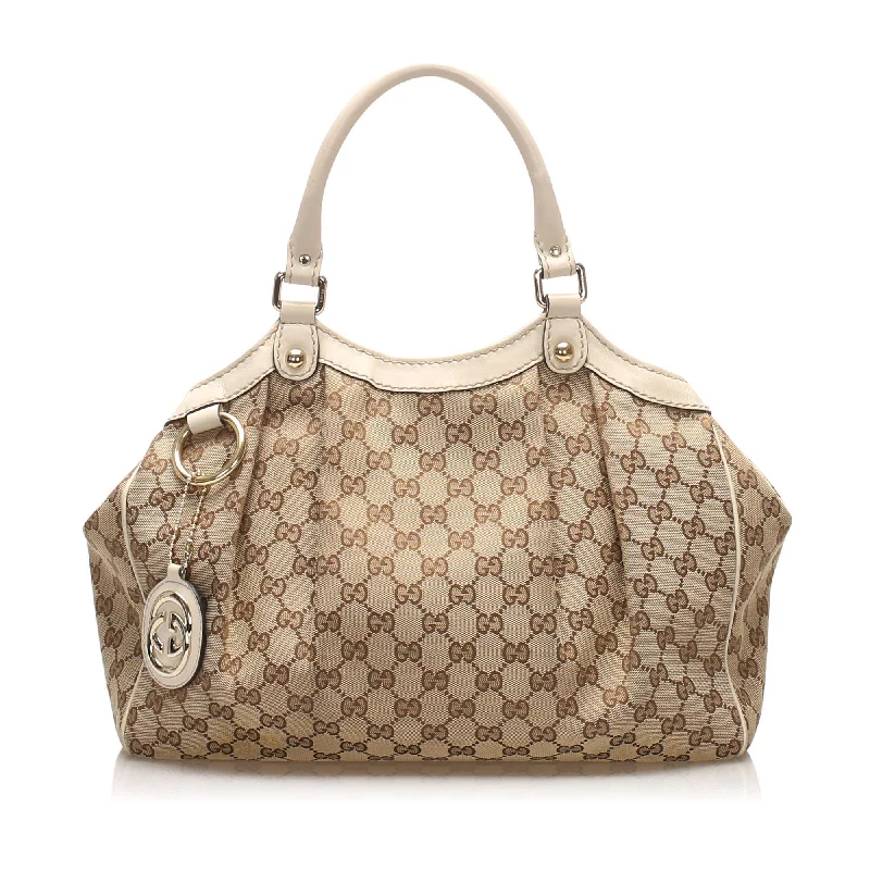 Gucci Marmont bags for women with gold - toned hardwareGucci GG Canvas Sukey Tote Bag (SHG-11802)