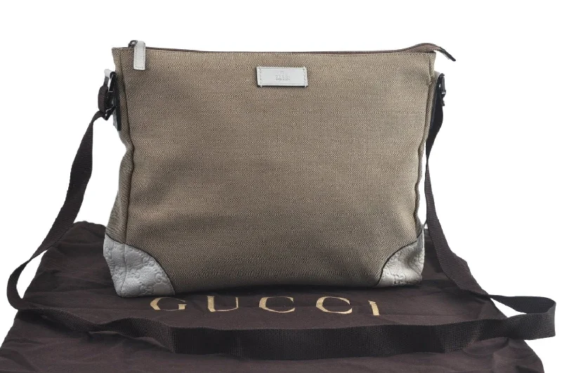 Women Gucci Sylvie bags with a monogram - embossed leatherAuthentic GUCCI Shoulder Cross Body Bag GG Canvas Leather 257301 Beige K8258