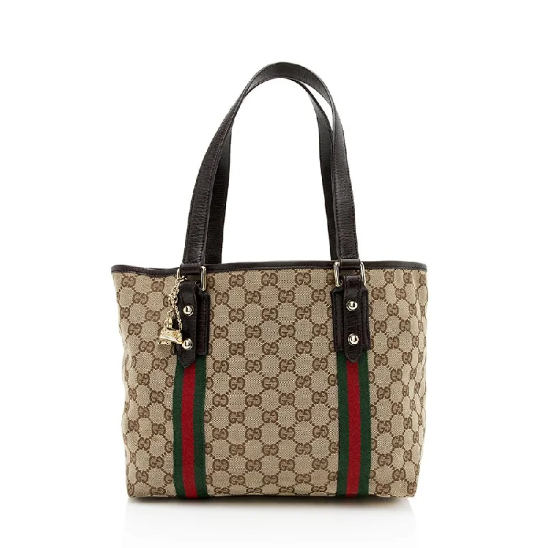 Ladies Gucci shoulder bags with a tassel decorationGucci GG Canvas Jolicoeur Medium Tote (SHF-12560)