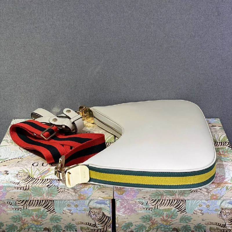 Women Gucci crossbody bags with a printed floral patternGucci Attache small shoulder bag White leather