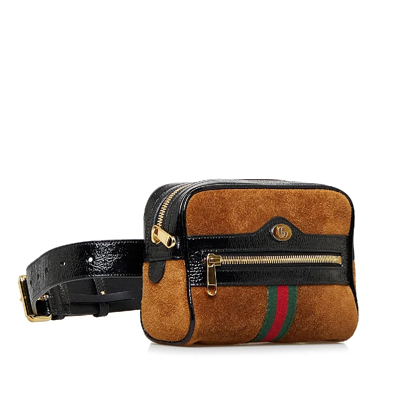 Women Gucci crossbody bags in a bold red colorGucci Small Ophidia Suede Belt Bag (SHG-huQAUt)