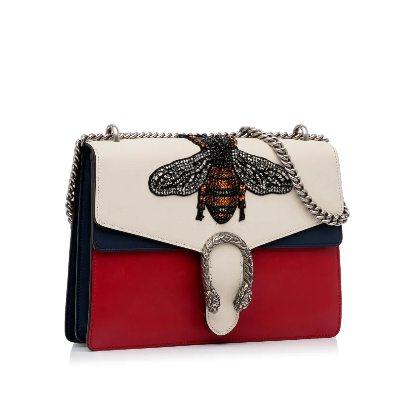 Women Gucci bags with a zip - around closure for securityGucci Medium Embellished Bee Dionysus Shoulder Bag (SHG-VKbgfx)