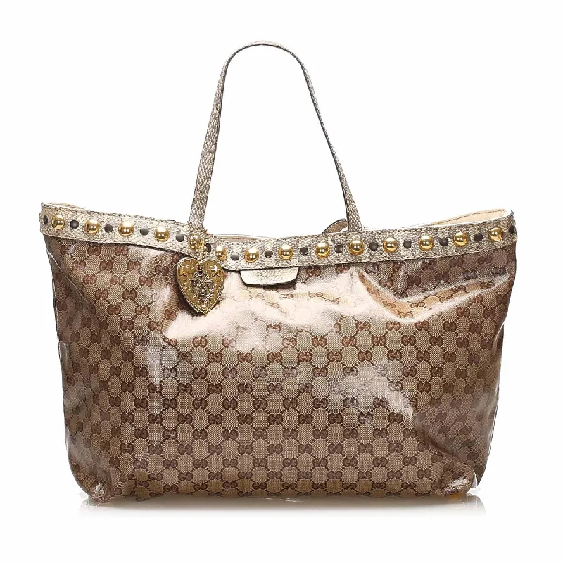 Gucci tote bags for women with a double - handle designGucci Babouska GG Crystal Tote Bag (SHG-12387)