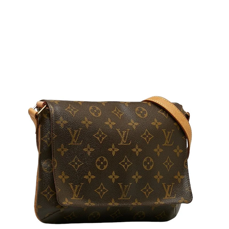 Louis Vuitton tote bags with a printed LV logo on the front for brand visibilityLouis Vuitton Monogram Muset Tango Long Shoulder Bag M51388 Brown PVC Leather  Louis Vuitton