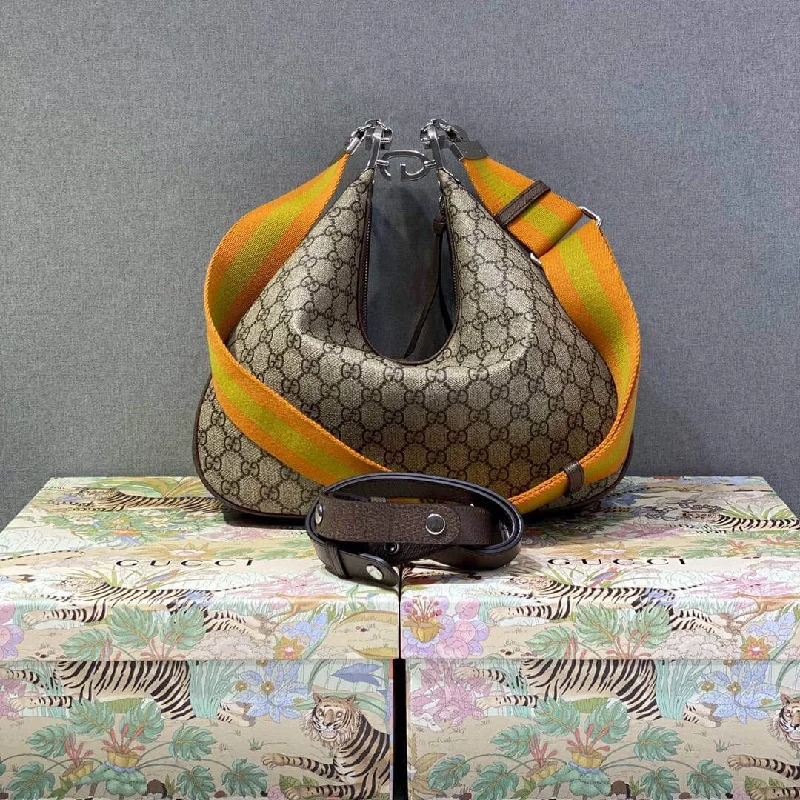 Ladies Gucci Dionysus bags with a chain - link shoulder strapGucci Attache small shoulder bag Beige and ebony GG Supreme canvas