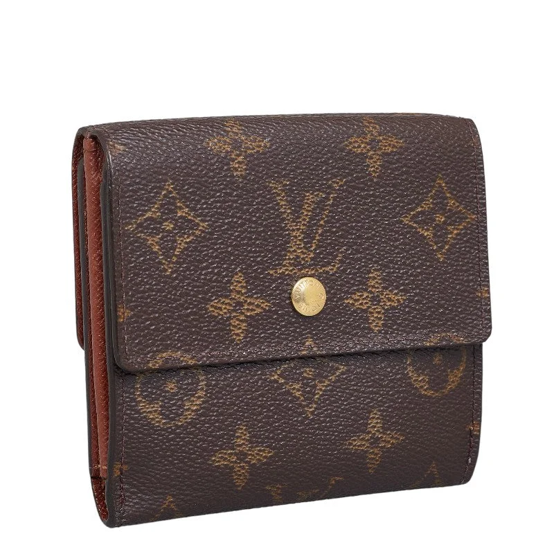 Louis Vuitton bags with a snap - button closure and a decorative charm for styleLouis Vuitton Monograms Portmoney Vie Cult Credy Three Folded Wallet M61652 Brown PVC Leather  Louis Vuitton