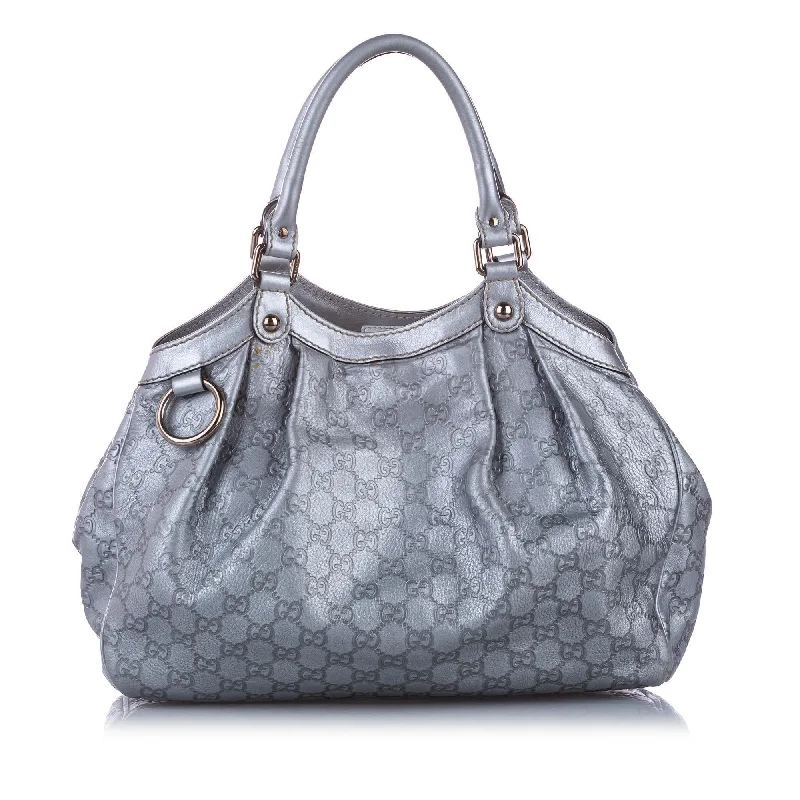 Women Gucci Sylvie bags with a detachable ribbon detailGucci Guccissima Sukey Tote Bag (SHG-11757)