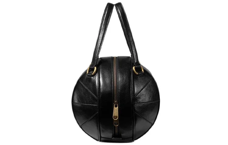 Gucci tote bags for women with a double - handle design(WMNS) GUCCI Unisex Leather Enamel Logo Handbag Black 536110-0PL0T-1000