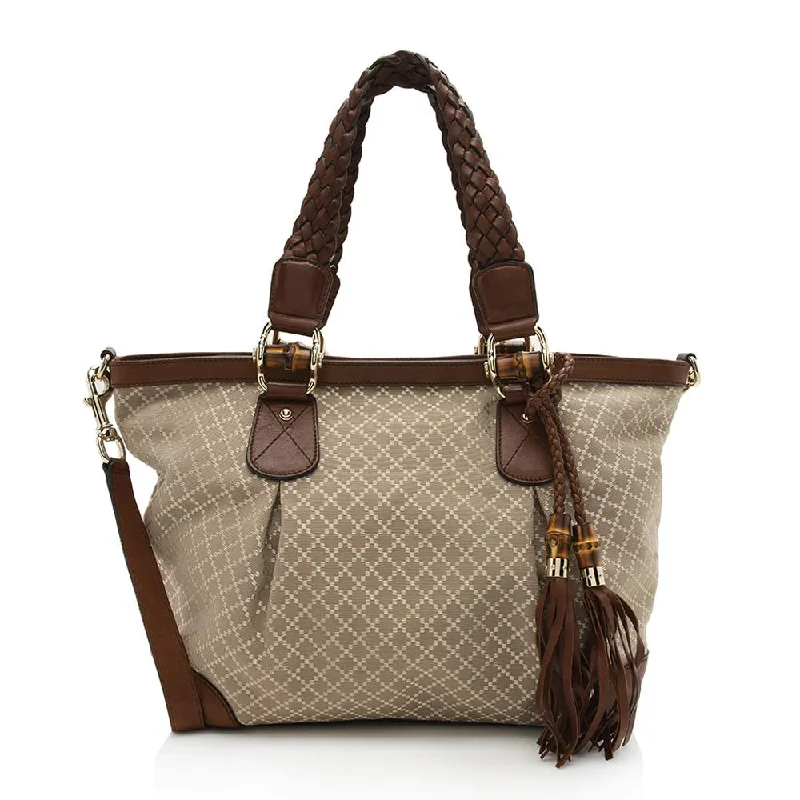 Ladies Gucci shoulder bags with a wide - width strapGucci Diamante Canvas Eva Large Tote (SHF-12204)