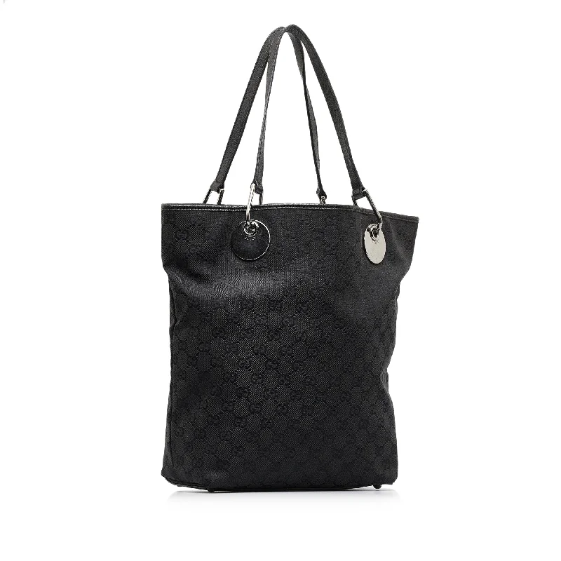 Gucci tote bags for women with a printed Gucci logoBlack Gucci GG Canvas Eclipse Tote