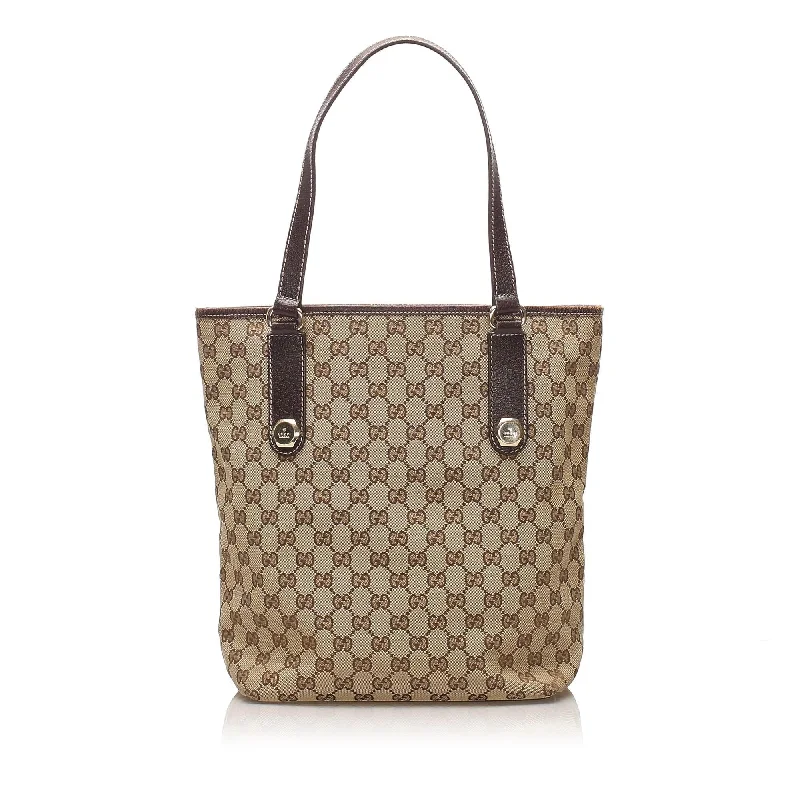 Women Gucci bags with a zippered interior pocketGucci GG Canvas Tote Bag (SHG-12436)