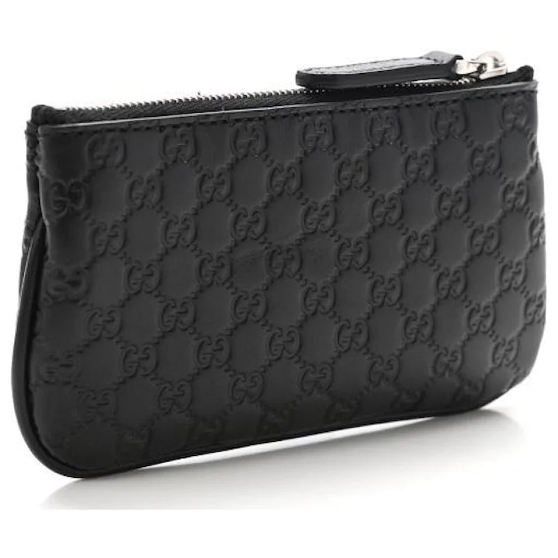 Women Gucci Sylvie bags with a crystal - embellished web stripeGucci Micro GG Black Leather Key Case